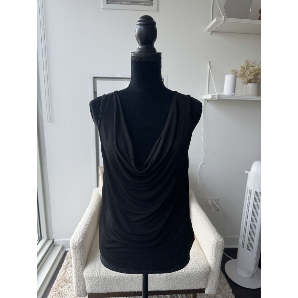 Shein Black Sheer Cowl Neck Sleeveless Tank Size Large NEW